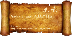 Andrássy Adélia névjegykártya
